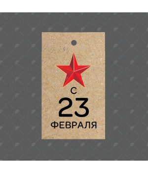 Бирка крафт "С 23 февраля" 4*6,5см