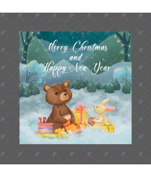 Мини - открытка "Merry Christmas and happy NY" 7*7см