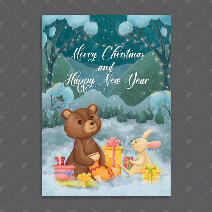 Открытка "Merry Christmas and happy NY" 10*15см